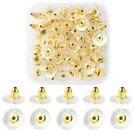 100Pcs Iron Ear Nuts, with Plastic Findings, Clutch Earring Backs