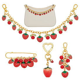 4шт. алюминиевые цепочки, цепочки-удлинители для сумок и эмалевые броши из сплава клубники и подвески