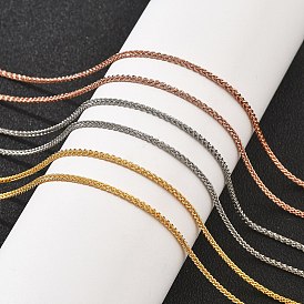 Латунные цепочки из пшеницы ожерелья для женщин, 304 из нержавеющей стали застежкой омар, стойки покрытие, без свинца и без кадмия, долговечный