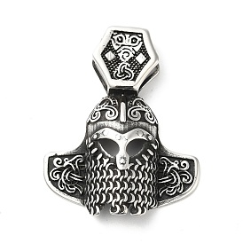 304 Stainless Steel Manual Polishing Pendants, Soldiers Mask Charms