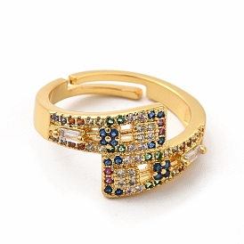 Кубический цирконий прямоугольное регулируемое кольцо-манжета, золотые латунные украшения для женщин