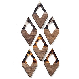 Walnut Wood with Resin Pendants, Rhombus