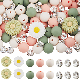 144 шт. 6 стили ромашки, круглые и рондельные пищевые силиконовые бусины экологически чистые
