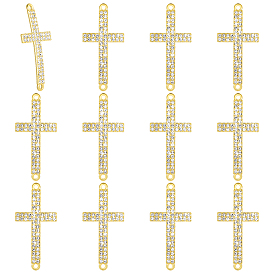 12pcs breloques connecteurs en alliage de cristal et strass religieux, breloques en forme de croix incurvée