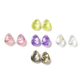Resin Imitation Opal Cabochons, Single Face Faceted, Teardrop