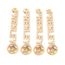 Кулоны из экологически чистой латуни с микропаве и кубическим цирконием, долговечный, без свинца, без кадмии и без никеля, реальный 18 k позолоченный