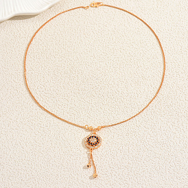 Ожерелья в стиле бохо с подвеской в виде компаса из латуни с микропаве из разноцветных кубических цирконий