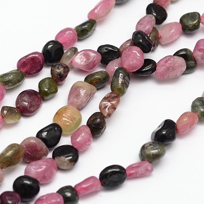 Nuggets Natural Tourmaline Beads Strands, Tumbled Stone, 5~8x5~8mm, Hole: 1mm, about 15.5 inch