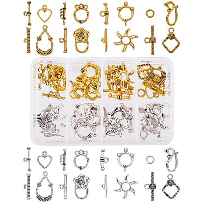 Tibetan Style Alloy Toggle Clasps, Mixed Shapes