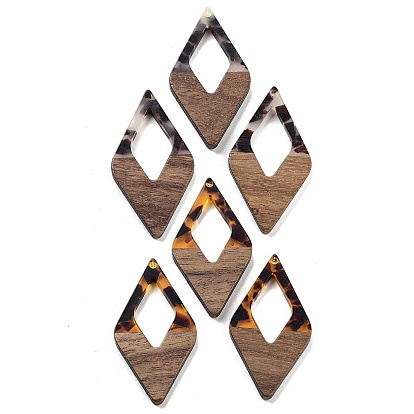 Walnut Wood with Resin Pendants, Rhombus