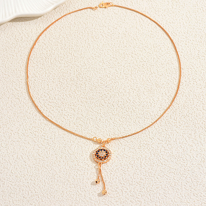 Ожерелья в стиле бохо с подвеской в виде компаса из латуни с микропаве из разноцветных кубических цирконий