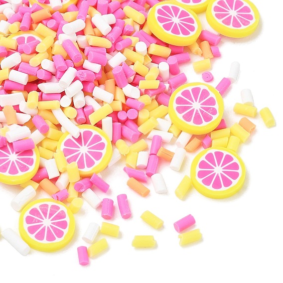 Handmade Polymer Clay Sprinkles Mix, Polymer Clay Cabochons, Lemon Slice Shape, for Nail Art & Resin Decoration