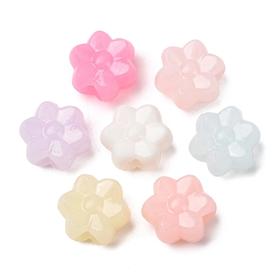 Пластиковые европейские бусины, бусины с большим отверстием, имитация стиля желе, цветок