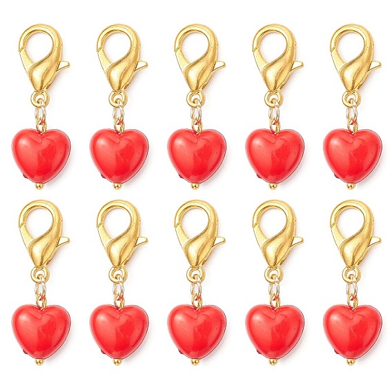 Подвеска в форме сердца из акрила, Сплав с застежками когтя омара