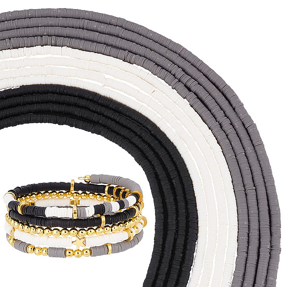 12 пряди 3 раскраски бусин из полимерной глины ручной работы, для поделок ювелирных изделий, диск