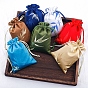 Silk Embroidery Leaf Storage Bags, Drawstring Pouches Packaging Bag, Rectangle