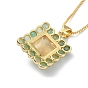 Natural & Synthetic Mixed Gemstone Rectangle Pendant Necklace, Real 18K Gold Plated Brass Jewelry