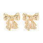 Rack Plating Brass Micro Pave Clear Cubic Zirconia Twister Clasps, Nickel Free, Bowknot