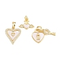 Подвески из латуни с микро-паве ко Дню святого Валентина, прозрачные циркониевые подвески, с естественной оболочке, сердце прелести, без кадмия и без свинца