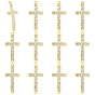 12pcs breloques connecteurs en alliage de cristal et strass religieux, breloques en forme de croix incurvée