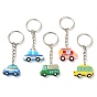 Resin Car Pendant Keychain, with Iron Split Key Rings