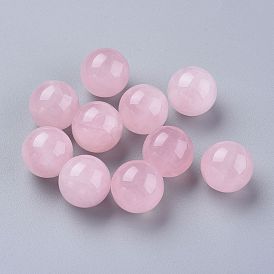 Natural Rose Quartz Beads, Gemstone Sphere, No Hole/Undrilled, Round