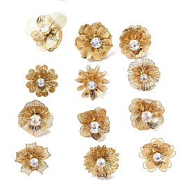 201 Регулируемые кольца-манжеты из нержавеющей стали с одинарным кубическим цирконием для женщин, цветок