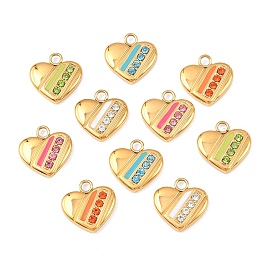 304 микро нержавеющей стали прокладывать Цирконом подвески, сердце прелести, с эмалью