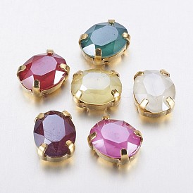 Шить на горный хрусталь, многожильных ссылки, имитация австрийский хрусталь, k 9 стеклянный страз, с настройками латуни, аксессуары для одежды, граненые, овальные, золотые