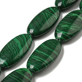 Synthetic Malachite Beads Strands, Flat Oval