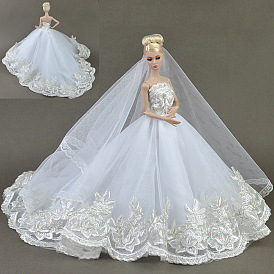 Свадебное платье из газовой куклы, наряды для кукол, подходит для вечеринки с американскими куклами