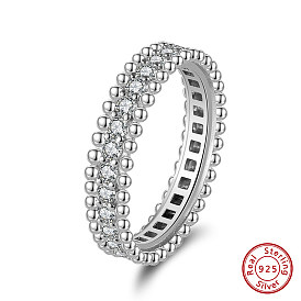 Rhodium Plated 925 Sterling Silver Cubic Zirconia Finger Ring for Women