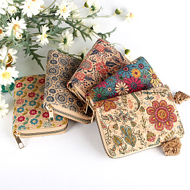 Flower/Paisley Pattern Classic Retro PU Leather Zipper Wallets, Makeup Bags, Fashion Multi-Function Clutch Bags