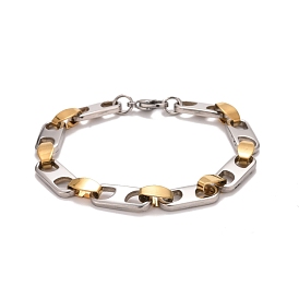 Placage sous vide 304 bracelet chaînes à maillons ovales en acier inoxydable, bracelet bicolore très résistant pour homme femme