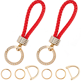 2Брелок из искусственной кожи и сплава со стразами, с отверткой, золотые