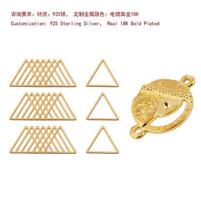 925 Sterling Silver Linking Rings, Triangle