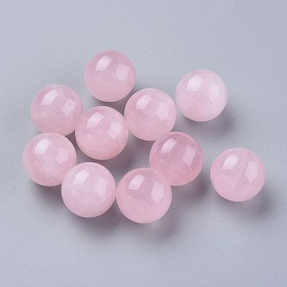 Natural Rose Quartz Beads, Gemstone Sphere, No Hole/Undrilled, Round