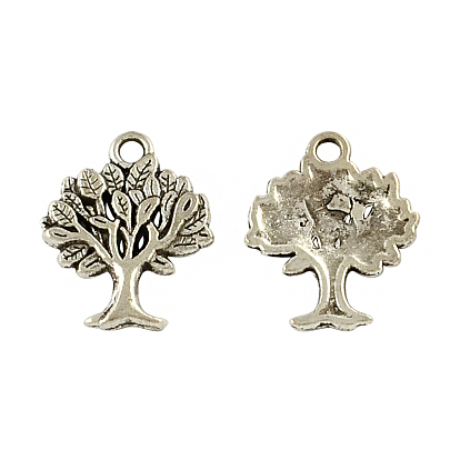 Tibetan Style Tree of Life Alloy Pendants, Cadmium Free & Lead Free, 21x17x2mm, Hole: 2mm, about 357pcs/500g