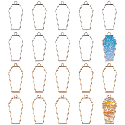 20 шт. 2 цвета сплава открытая задняя часть подвески безель, для смолы, изготовление ювелирных изделий из эпоксидной смолы, многоугольник
