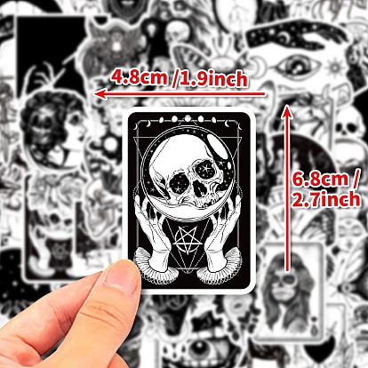 50Pcs Halloween PVC Self-Adhesive Cartoon Stickers, Waterproof Gothic Skull Decals for Party Gift Decoration, Kid's Art Craft