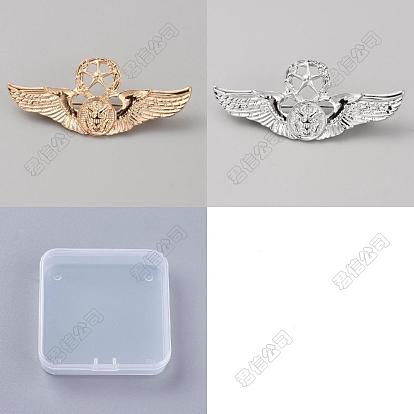 4 piezas 2 colores aleación ala de águila con broche de estrella, insignia para ropa de mochila