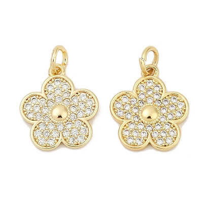 Латунные микро проложить кубического циркония подвески, без кадмия и без свинца, цветок, с целью перехода в кольце