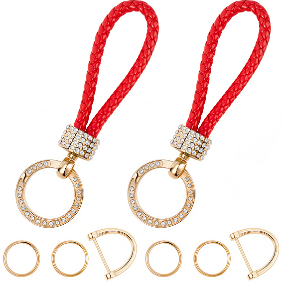 2Брелок из искусственной кожи и сплава со стразами, с отверткой, золотые