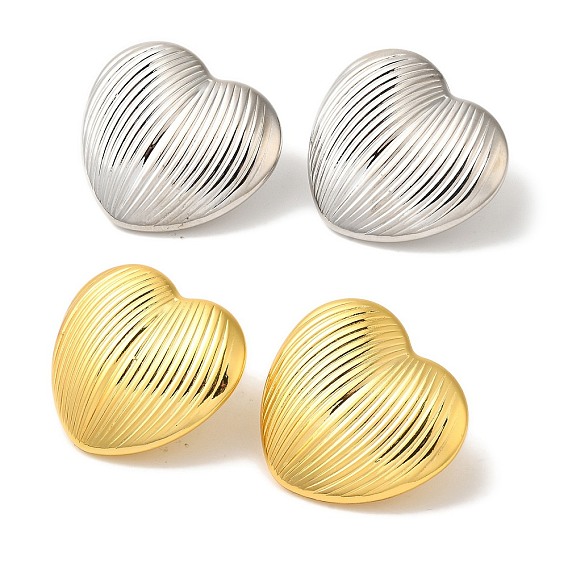 Серьги-гвоздики из латуни с реечным покрытием, без кадмия и без свинца, долговечный, сердце