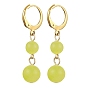 304 серьги из нержавеющей стали с подвесками на защелке из натурального лимонного нефрита, круглые