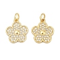 Латунные микро проложить кубического циркония подвески, без кадмия и без свинца, цветок, с целью перехода в кольце