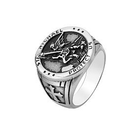 R0885-NK01 Stainless Steel Jewelry Ancient Greek Mythology Jihad Angel Men's Titanium Steel Ring