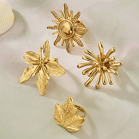 304 кольца для пальцев из нержавеющей стали для женщин, золотые