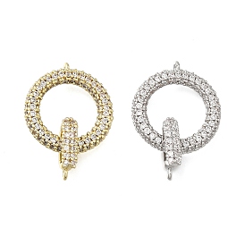 Brass Cubic Zirconia Fold Over Clasps, Ring