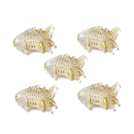 Plating Acrylic Beads, Golden Metal Enlaced, Goldfish